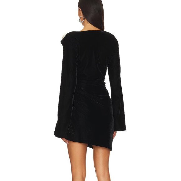 NWT FOR LOVE AND LEMONS TAMERA BLACK VELVET MINI DRESS WITH ASYMMETRICAL HEM XS - Picture 2 of 9